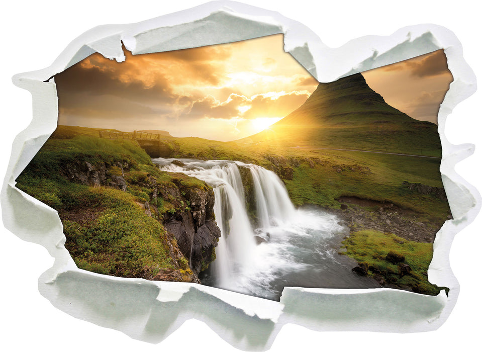 Pixxprint Wasserfall bei Sonnenuntergang, 3D Wandtattoo