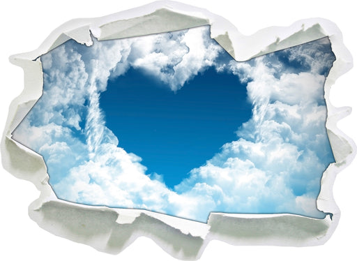 Romantisches Herz in den Wolken  3D Wandtattoo Papier