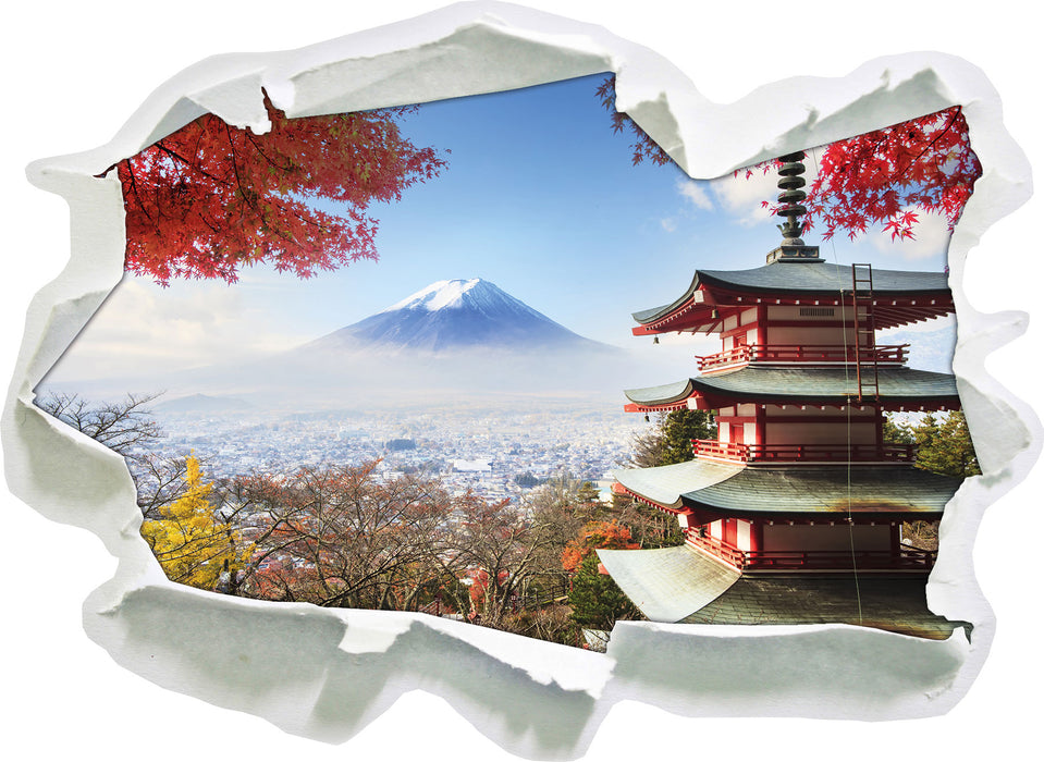 Pixxprint Japanischer Tempel im Herbst, 3D Wandtattoo