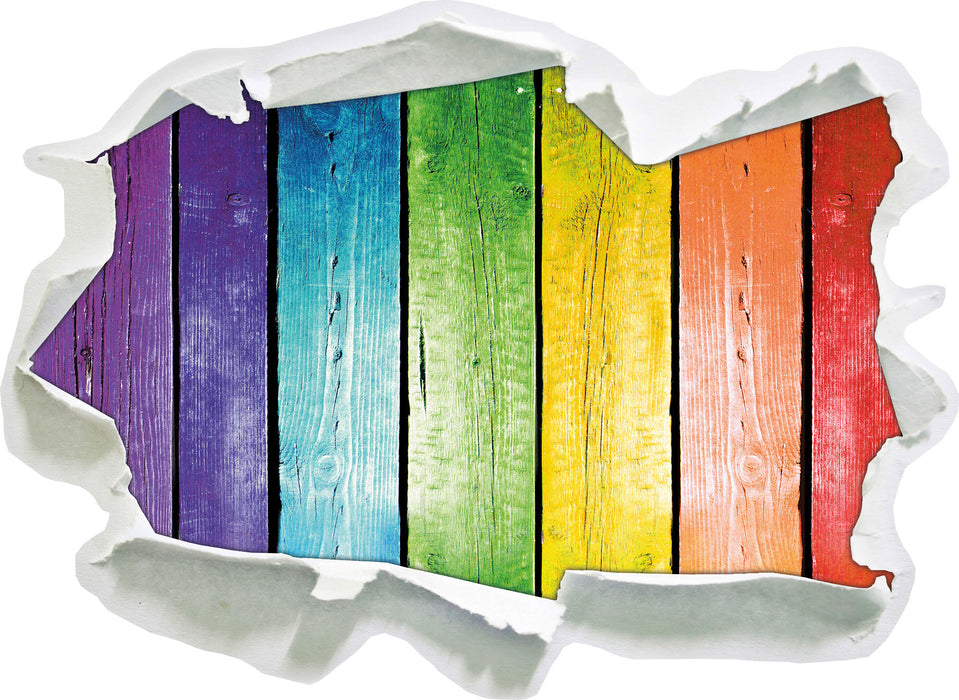 Pixxprint Bunte Zaunlatten, 3D Wandtattoo