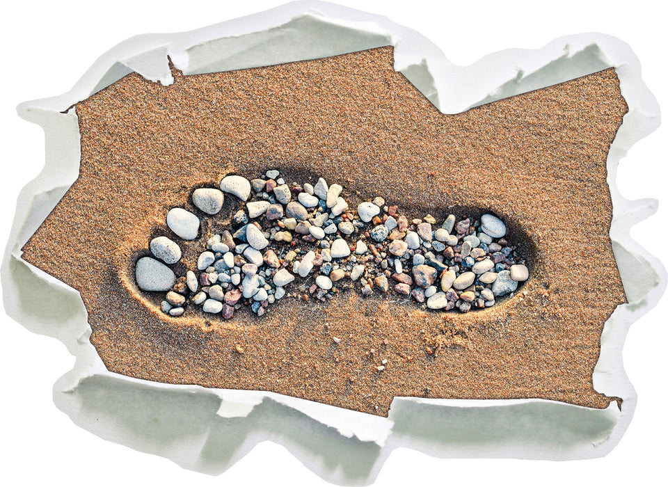 Pixxprint Fußabdruck im Sand, 3D Wandtattoo