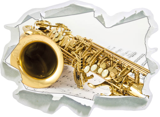 Saxophon auf Notenpapier 3D Wandtattoo Papier