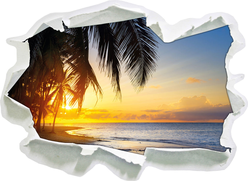 Pixxprint Romantischer Karibikstrand, 3D Wandtattoo