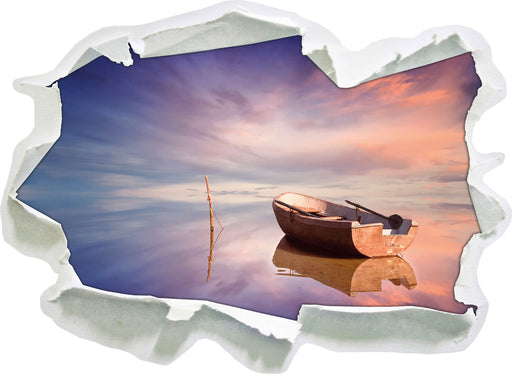 Einsames Boot auf See  3D Wandtattoo Papier