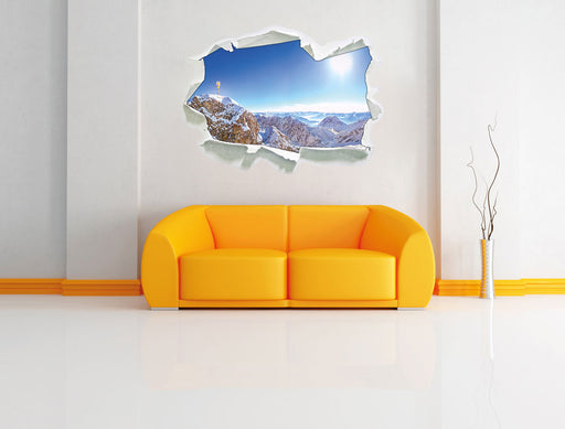 Zugspitze im Sonnenlicht 3D Wandtattoo Papier Wand