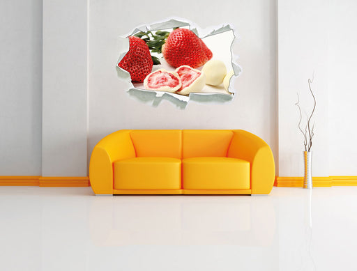 Erdbeeren mit Schokolade umhüllt 3D Wandtattoo Papier Wand