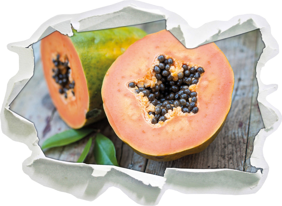 Pixxprint Genüssliche Papaya aufgeschnitten, 3D Wandtattoo