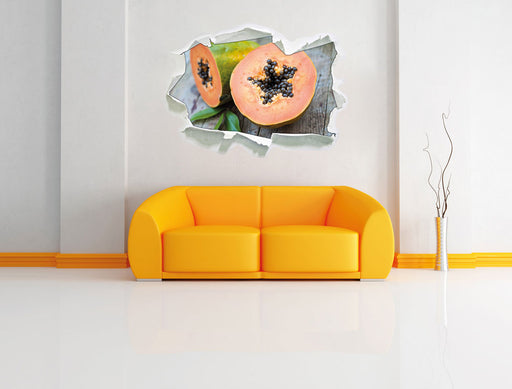 Genüssliche Papaya aufgeschnitten 3D Wandtattoo Papier Wand