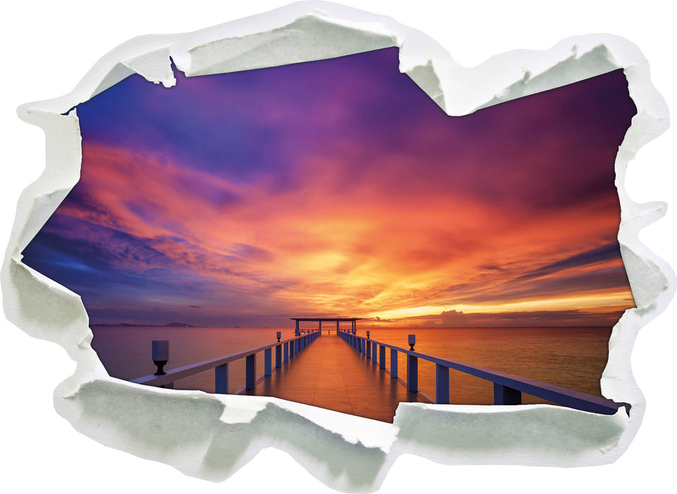 Pixxprint Steg ins Meer, 3D Wandtattoo