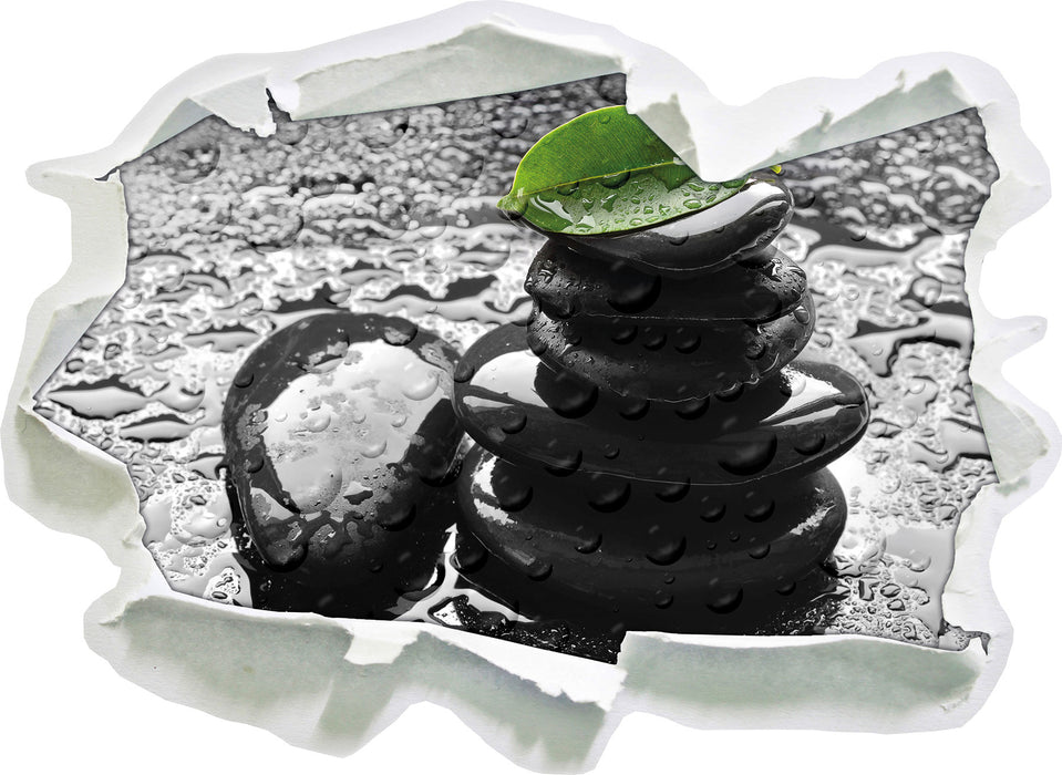 Pixxprint Zensteinturm im Regen, 3D Wandtattoo