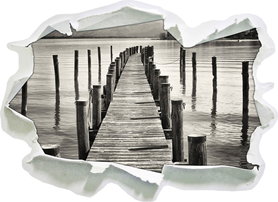 Pixxprint Langer Holzsteg ins Meer, 3D Wandtattoo