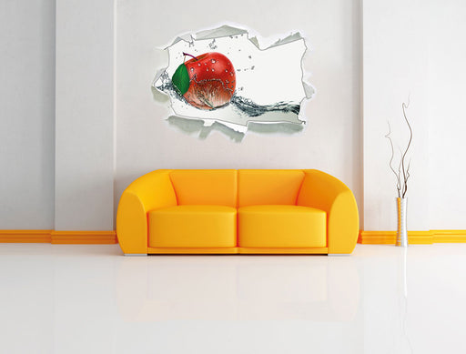 Köstlicher Apfel fällt ins Wasser 3D Wandtattoo Papier Wand