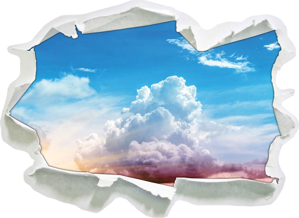 Pixxprint Wolkiger Himmel bedeckt Sonne, 3D Wandtattoo