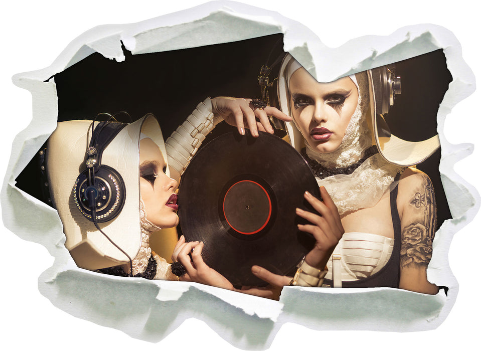 Pixxprint Mysteriöse DJ Frauen, 3D Wandtattoo
