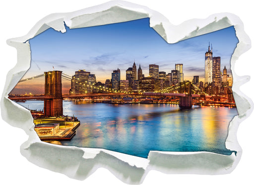 Blick auf Brooklyn Bridge  3D Wandtattoo Papier