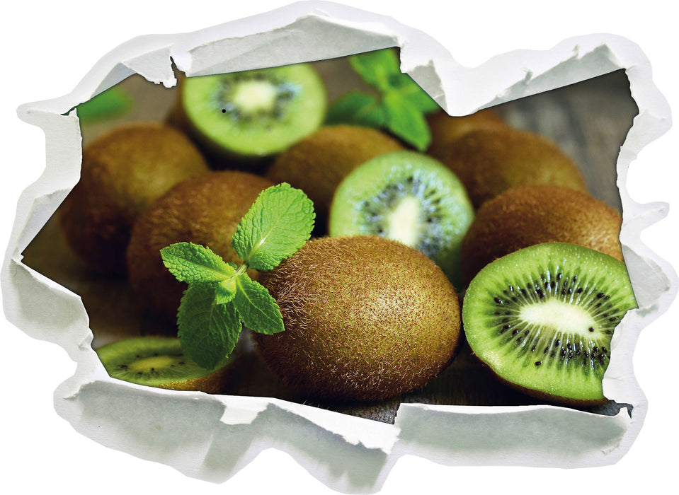 Pixxprint Kiwis auf Holztisch, 3D Wandtattoo