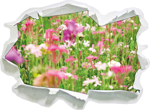 Wundervolle Blumenwiese  3D Wandtattoo Papier
