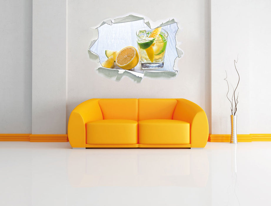 Gin Tonic Shot mit Zitronen 3D Wandtattoo Papier Wand