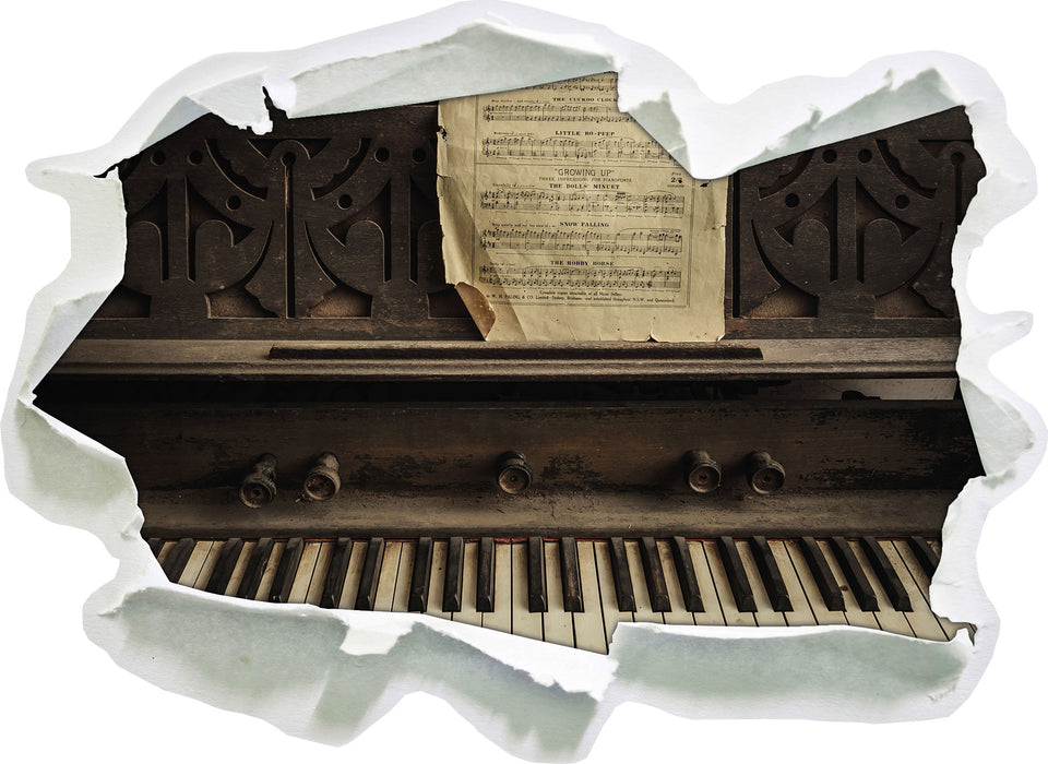 Pixxprint Klavier mit Notenblatt, 3D Wandtattoo