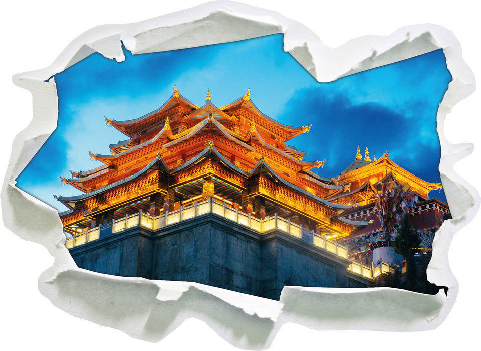 Pixxprint Leuchtender Tempel in China, 3D Wandtattoo