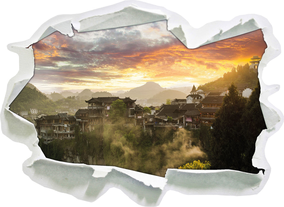 Pixxprint Gigantisches Dorf in China, 3D Wandtattoo