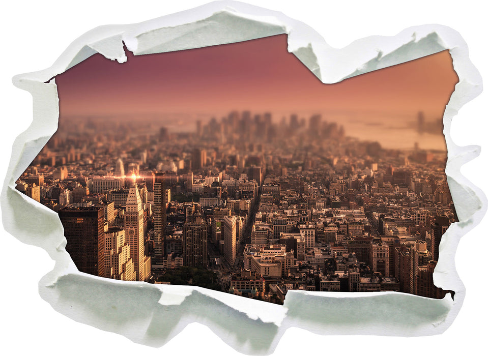 New York City bei Sonnenuntergang  3D Wandtattoo Papier