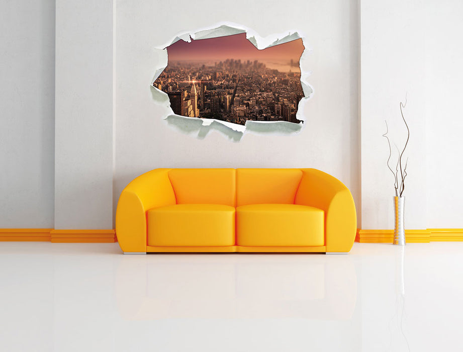 New York City bei Sonnenuntergang 3D Wandtattoo Papier Wand