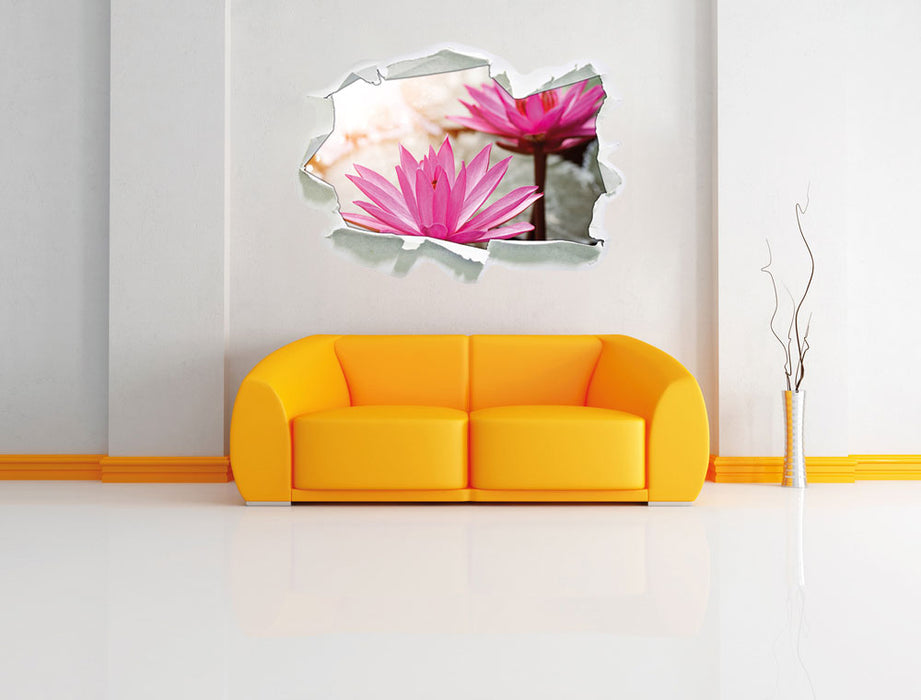 Lilafarbene Wasserlilie 3D Wandtattoo Papier Wand