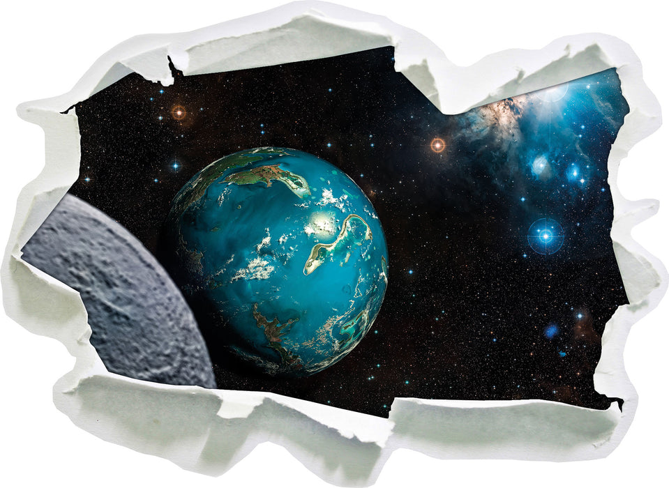Planet Erde im Kosmos  3D Wandtattoo Papier