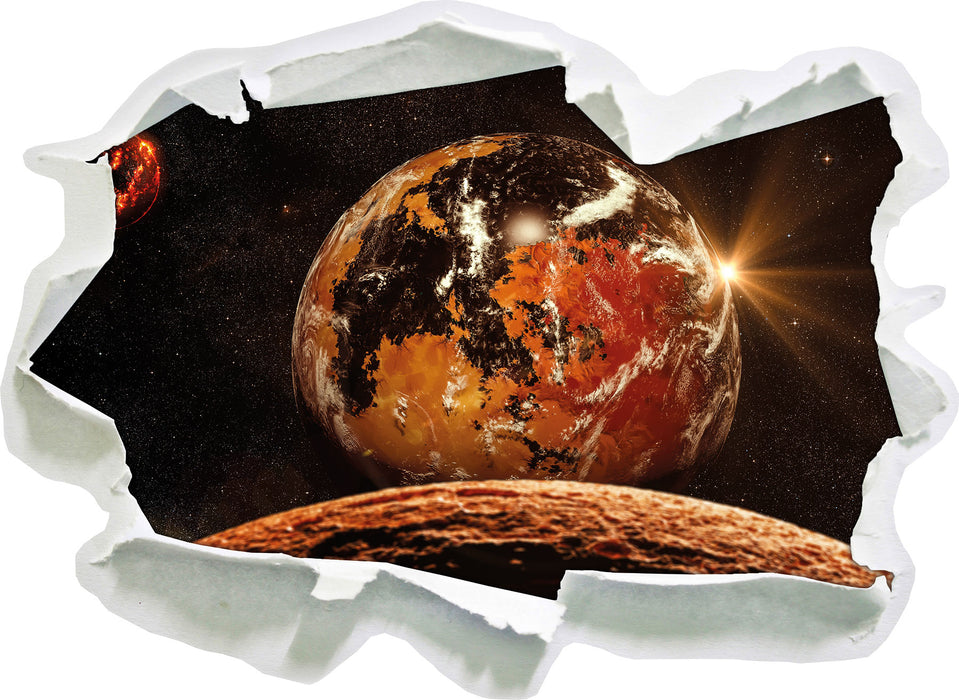 Rote Planeten in der Galaxie  3D Wandtattoo Papier