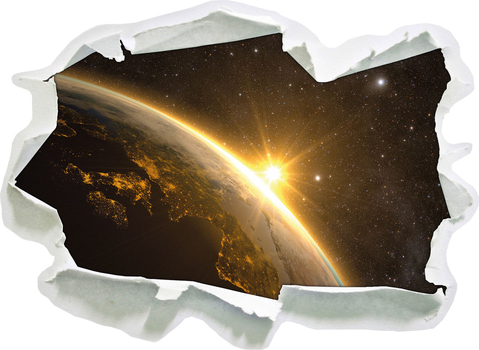 Die Sonne und Erde im Weltall  3D Wandtattoo Papier