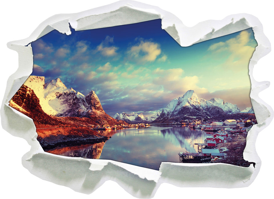 Schneelandschaft in Norwegen  3D Wandtattoo Papier