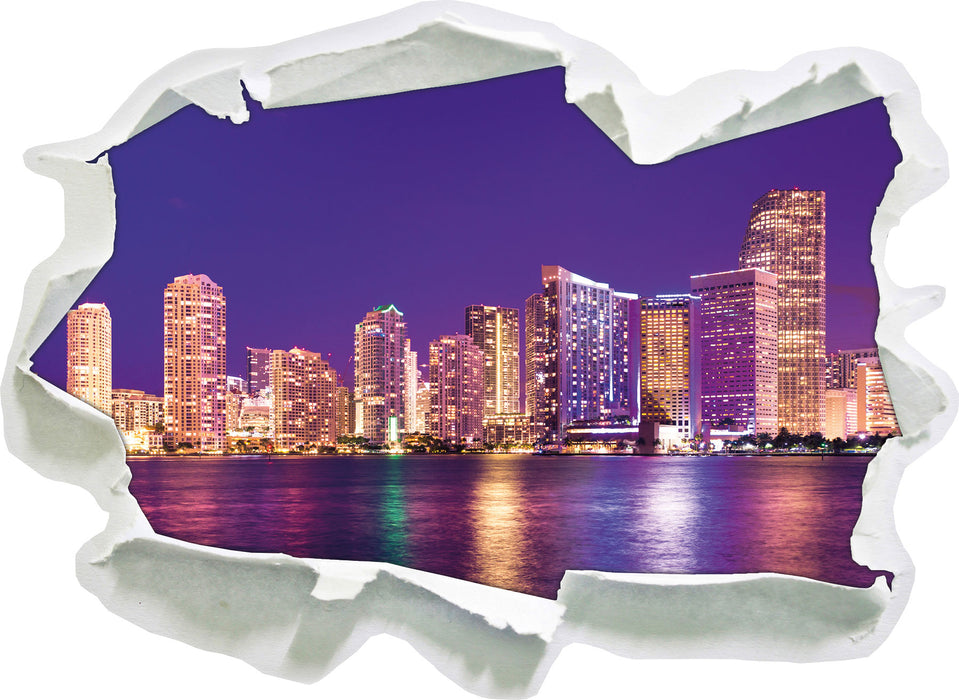 Skyline von Miami Florida  3D Wandtattoo Papier