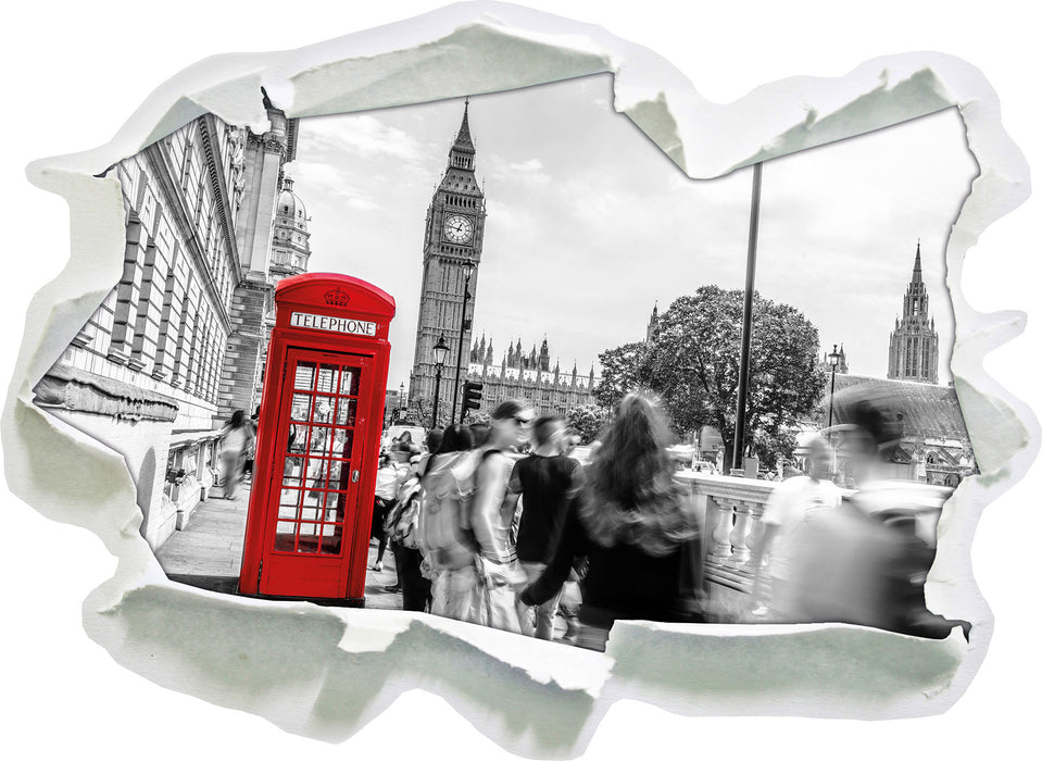 Typische Telefonzelle in London  3D Wandtattoo Papier