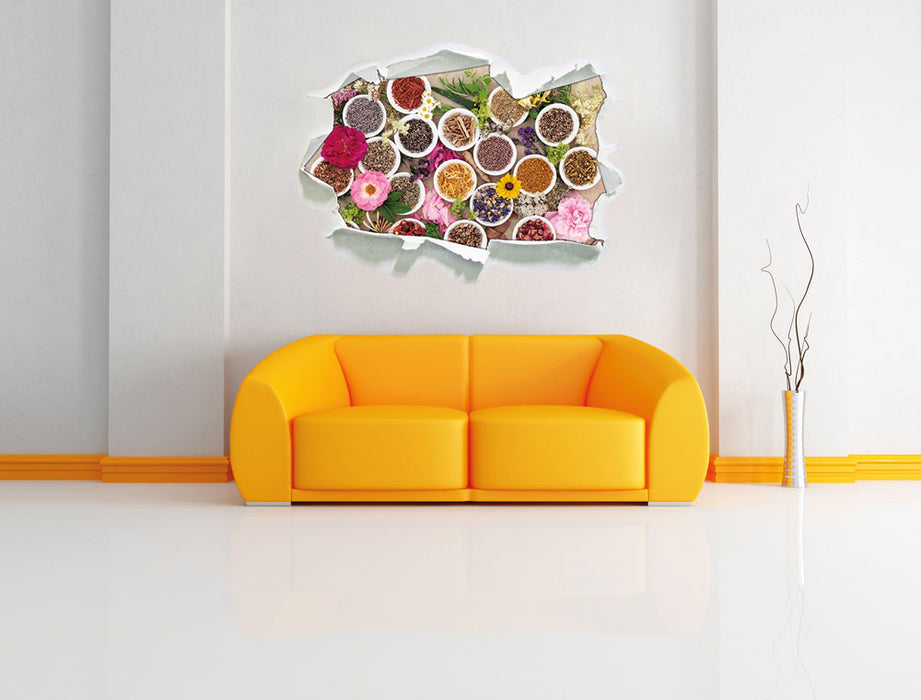 Heilende Kräuter und Blumen 3D Wandtattoo Papier Wand
