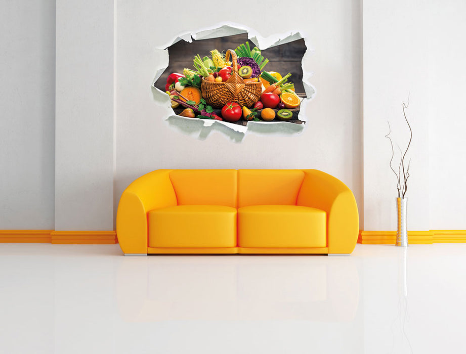 Frische Früchte im Korb 3D Wandtattoo Papier Wand