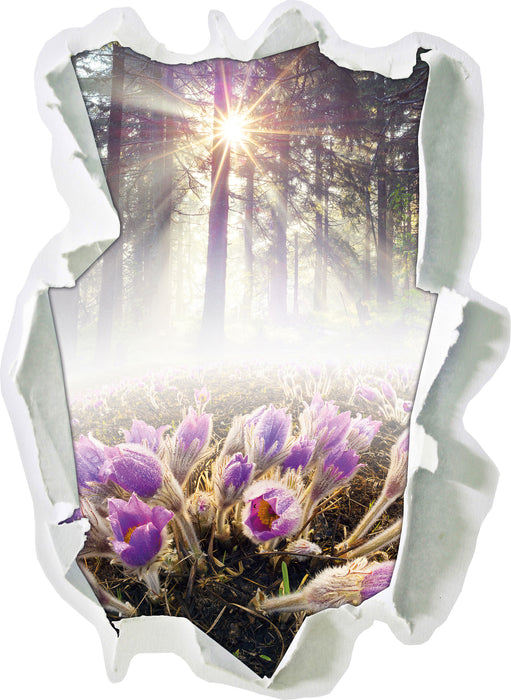 lila Blumen im Wald  3D Wandtattoo Papier
