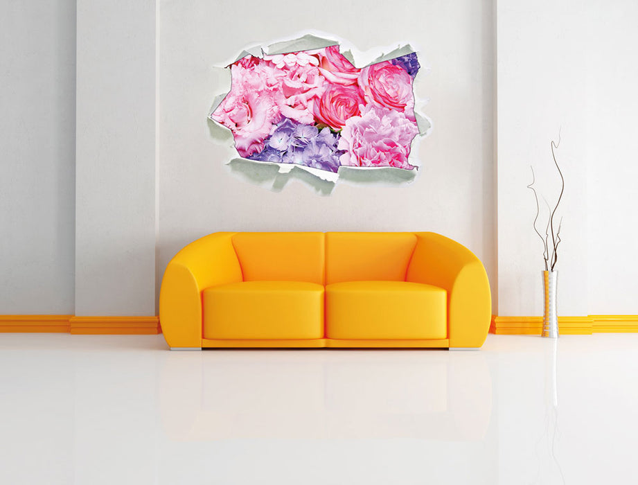 prachtvoller Blumenstrauss 3D Wandtattoo Papier Wand