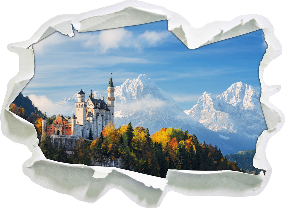 Schloss Neuschwanstein Herbst 3D Wandtattoo Papier