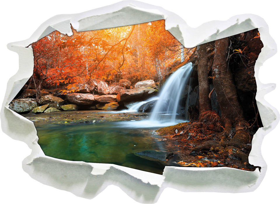 Wasserfall im Wald  3D Wandtattoo Papier