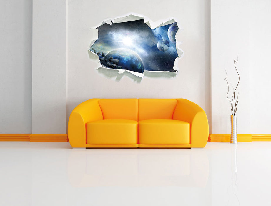 Planeten Meteoriten im Weltall 3D Wandtattoo Papier Wand