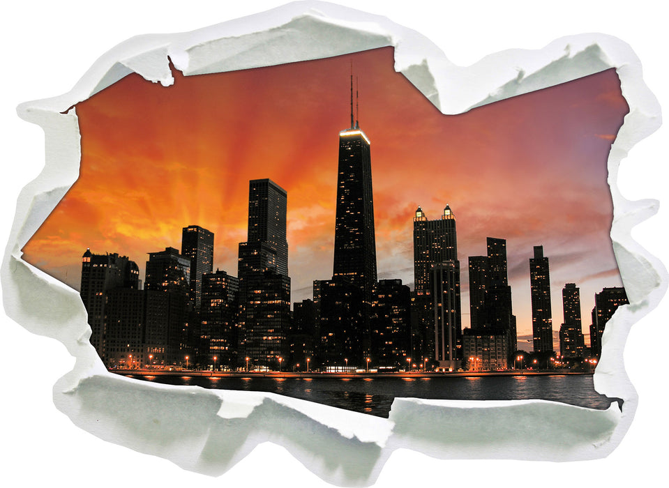 Chicago-Wolkenkratzer-Silhouette 3D Wandtattoo Papier