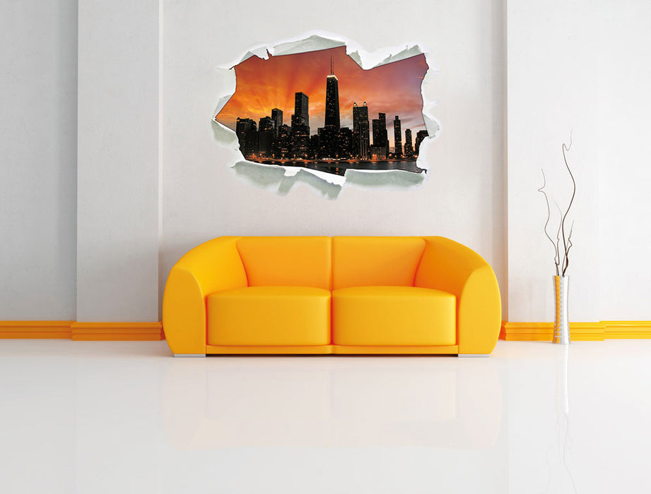 Chicago-Wolkenkratzer-Silhouette 3D Wandtattoo Papier Wand