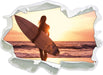 Surferin vor Sonnenuntergang  3D Wandtattoo Papier