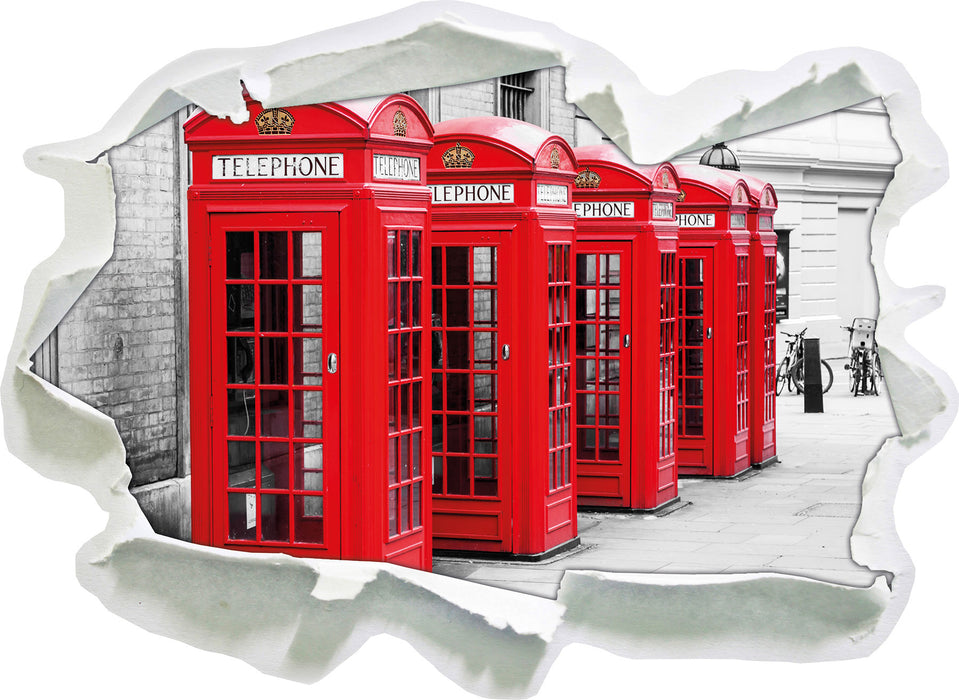 rote Londoner Telefonzellen  3D Wandtattoo Papier