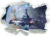 Raumschiff vor der Erde  3D Wandtattoo Papier