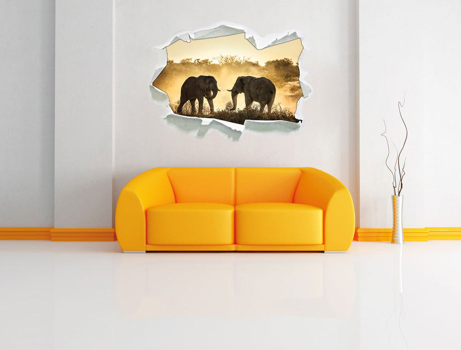 kämpfende Elefanten 3D Wandtattoo Papier Wand