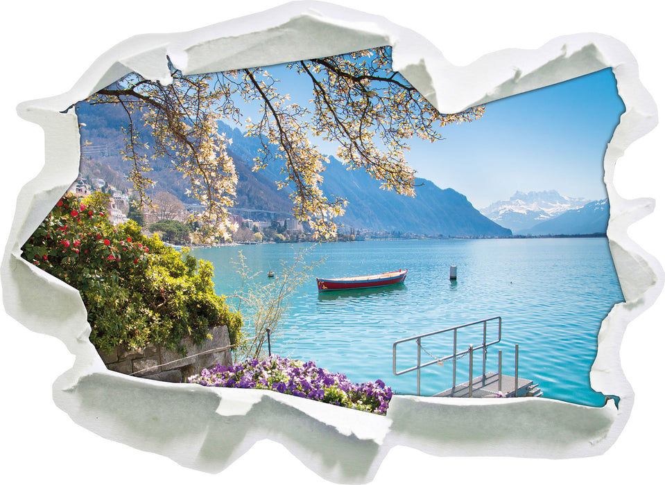 Pixxprint Genfer See im Sonnenschein, 3D Wandtattoo