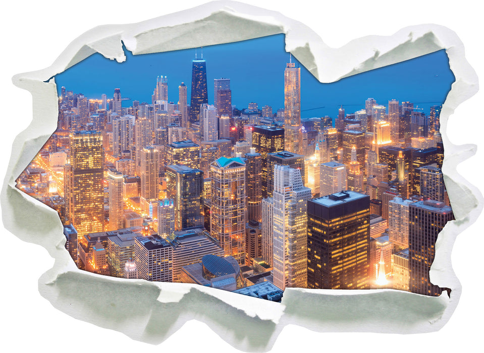 Luftaufnahme Chicago  3D Wandtattoo Papier