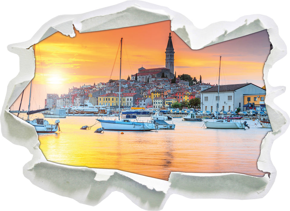 Kroatische kleine Hafenstadt 3D Wandtattoo Papier